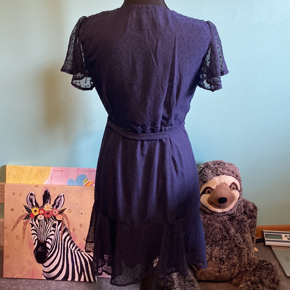 NWT Francesca’s Small Navy Blue Wrap Dress - Picture 8 of 8